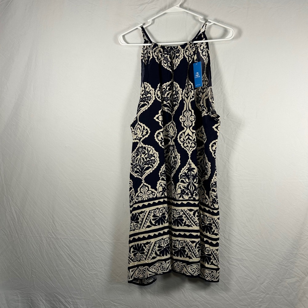 Cupshe Dress Womens XL Navy Blue New Halter Damask Boho Mini CAA05A5B093UC